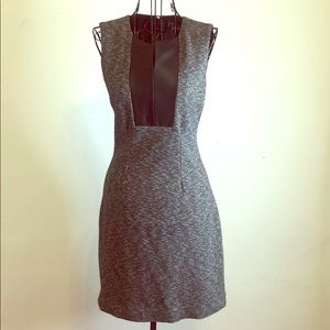 Tweed and leather dress